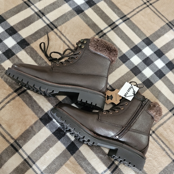 Brown Leather Fur-Lined Boots - Picture 2 of 9